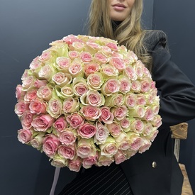 Букет из 101 розовой розы 40см
