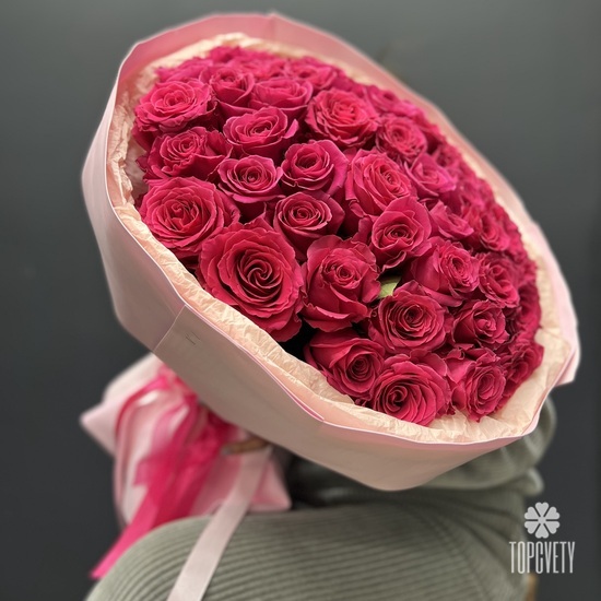 Букет из 51 розовой розы Пинк Флойд 50см