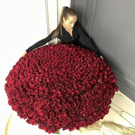 Композиция из 701 красной розы в корзине