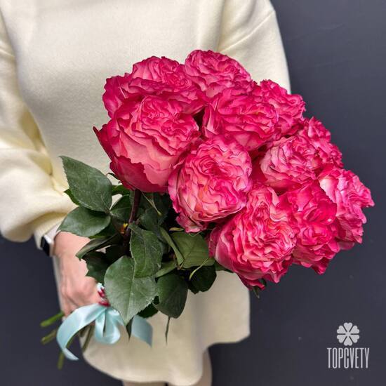 Букет из 11 пионовидных роз Эквадор 50см