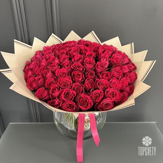 Букет из 101 красной розы 40см 