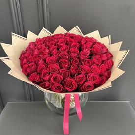 Букет из 101 красной розы 40см 