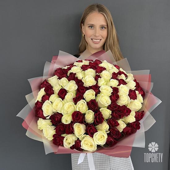 Букет из 101 розы микс 40см