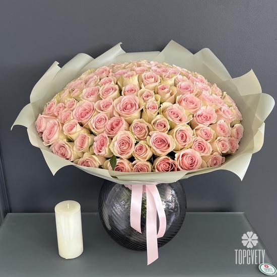 Букет из 101 розовой розы 40см