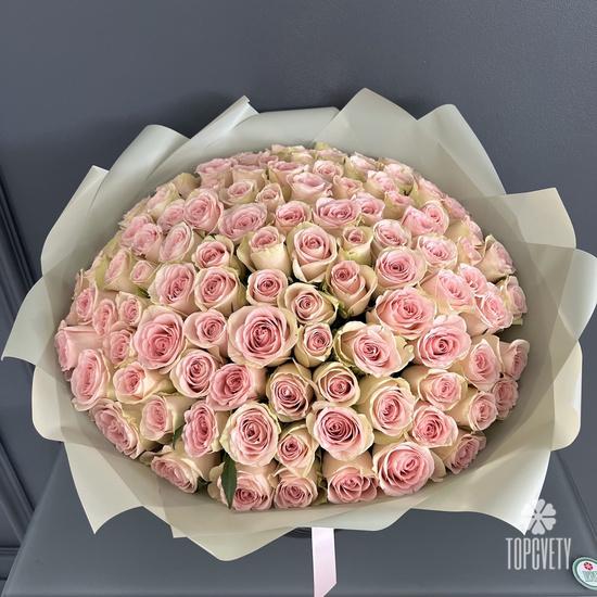 Букет из 101 розовой розы 40см