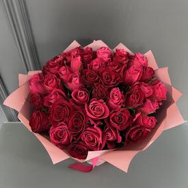 Букет из 51 розовой розы 40см 