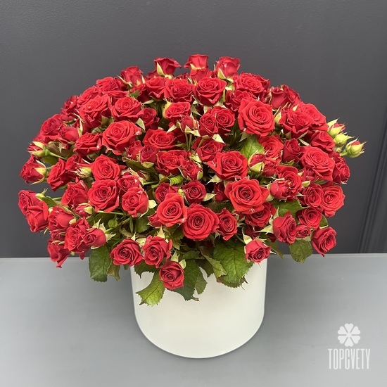 Композиция из 51 кустовой розы в коробке