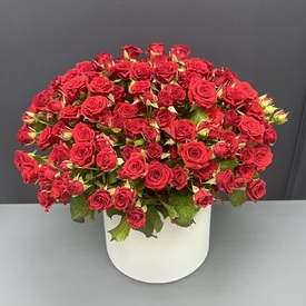 Композиция из 51 кустовой розы в коробке