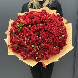 Букет из 101 красной кустовой розы  40см